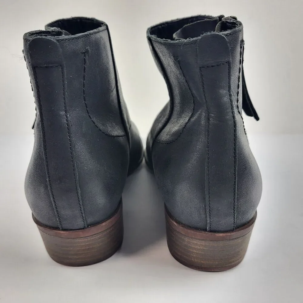Lucky Brand Women’s Basel Side Zip Ankle charcoal black Leather Booties Size 9M